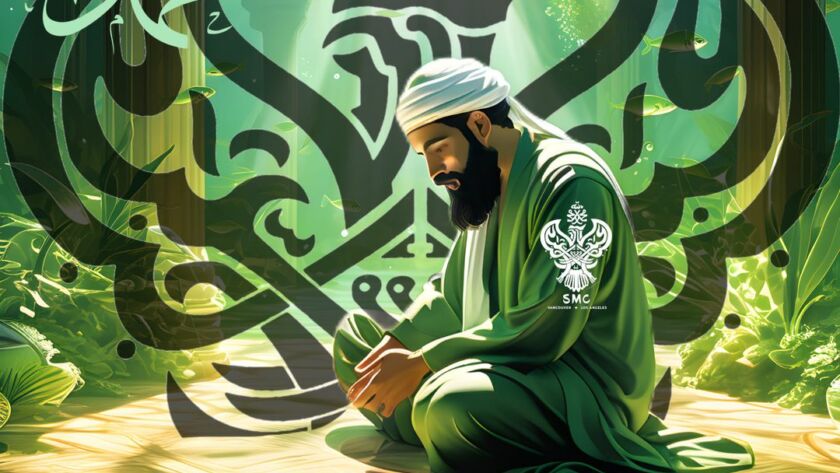 A man wearing green sitting in meditative pose