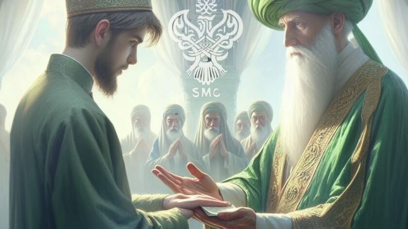 A man giving Bayah with a Sufi