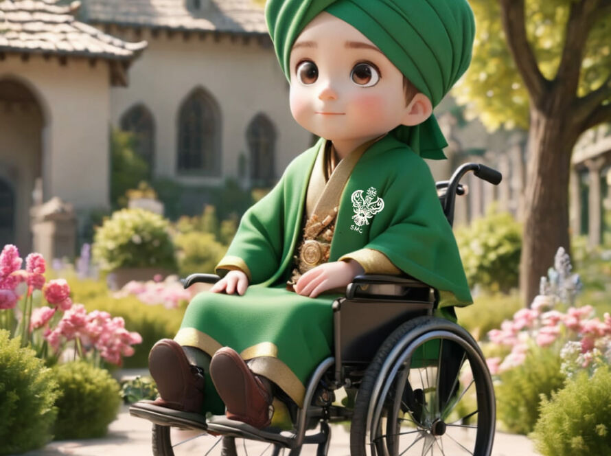 A sufi child in a wheelchair