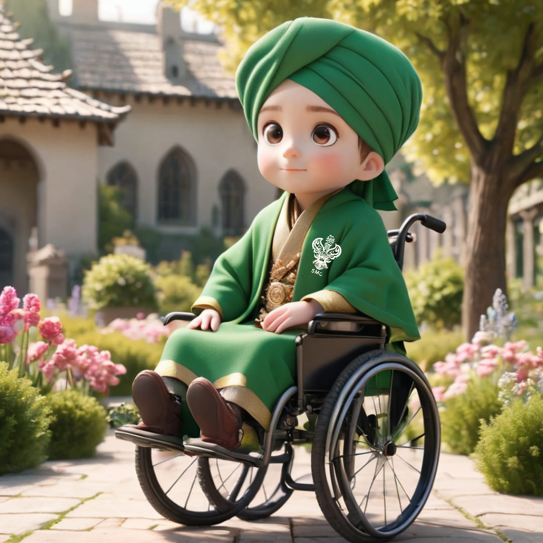 A sufi child in a wheelchair