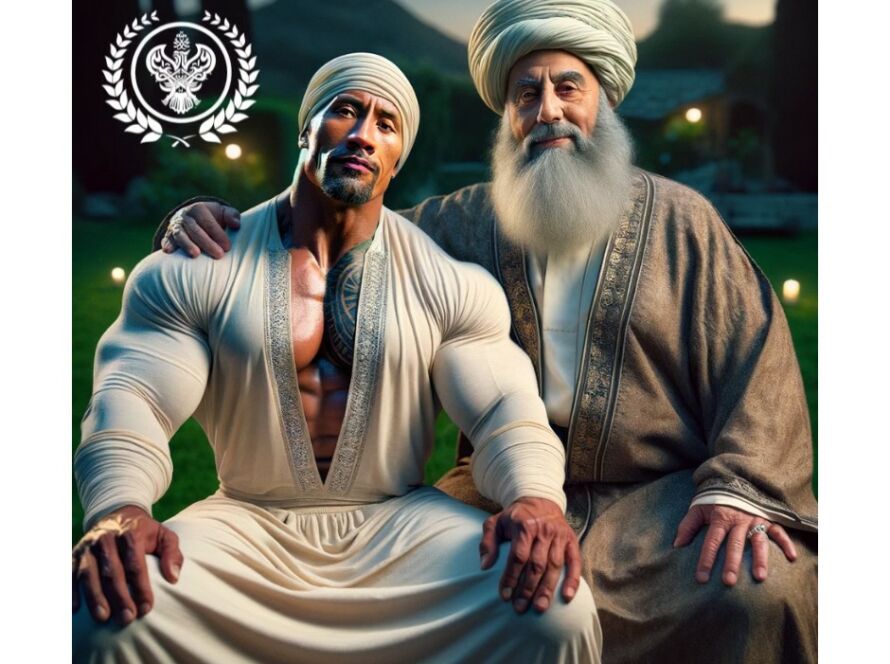 A sufi man sitting with the Rock