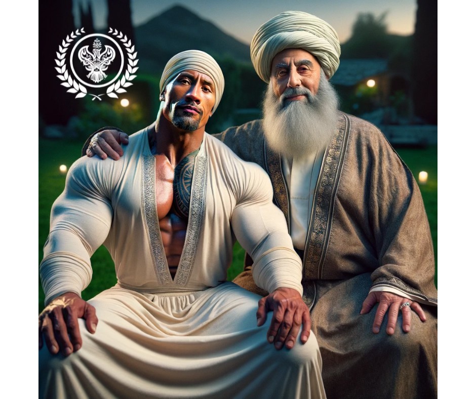 A sufi man sitting with the Rock