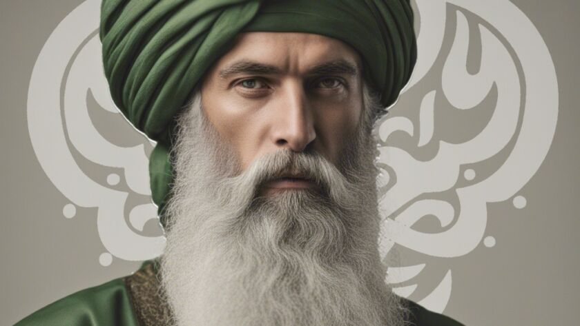 A sufi man wearing green turban and white long beard
