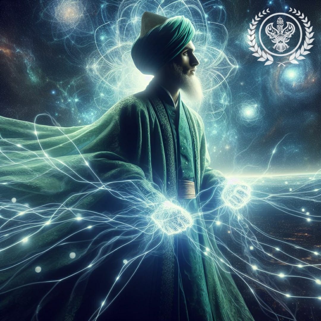 A sufi with electricity flowing through him and in his hands