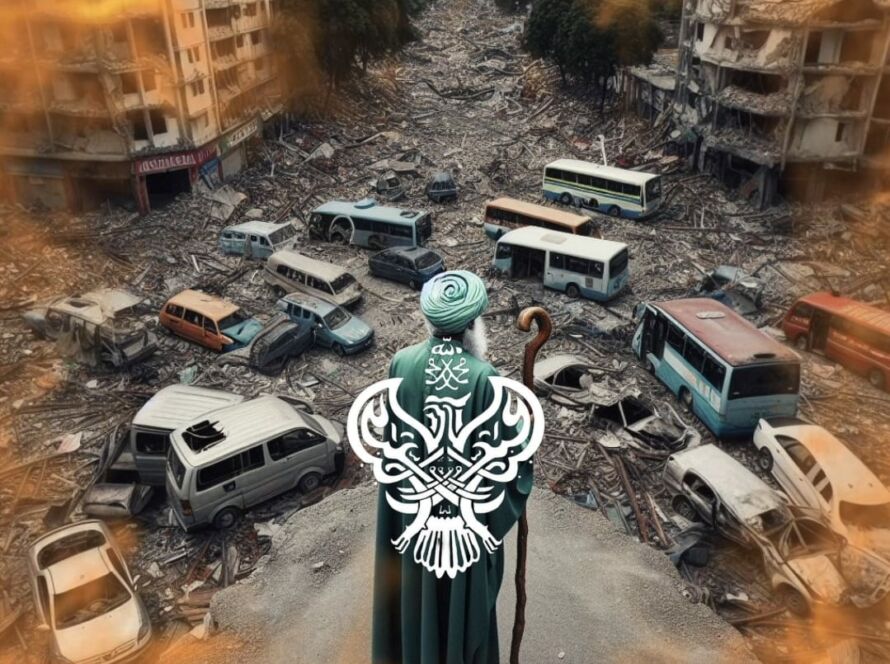 A sufi overlooking a scene of the end times