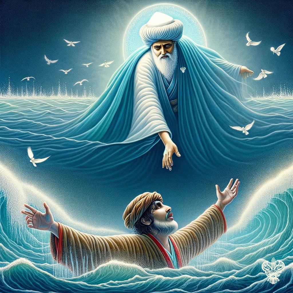 A sufi Shaykh (Q) saving a man from drowning