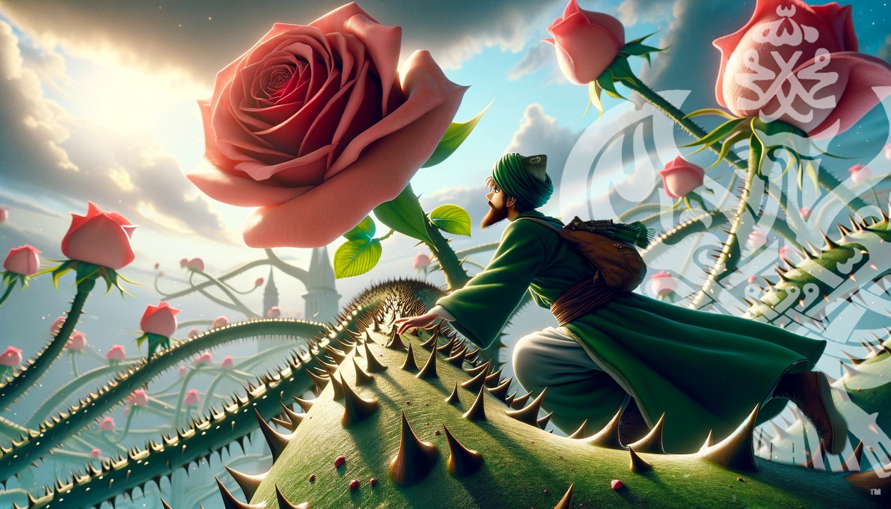 A student walking the path of the rose