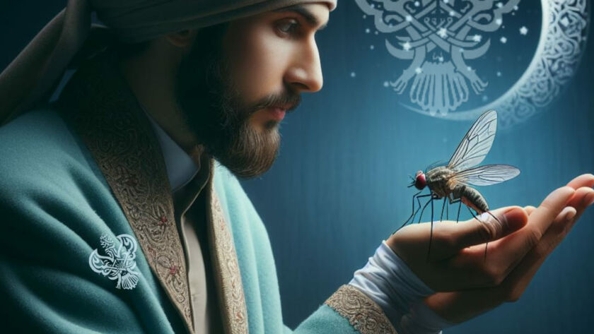 A sufi holding a mosquito