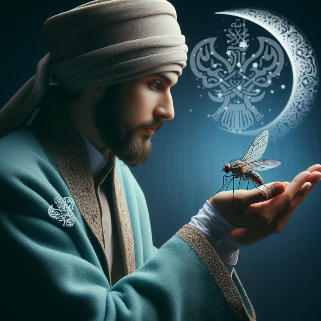 A sufi holding a mosquito