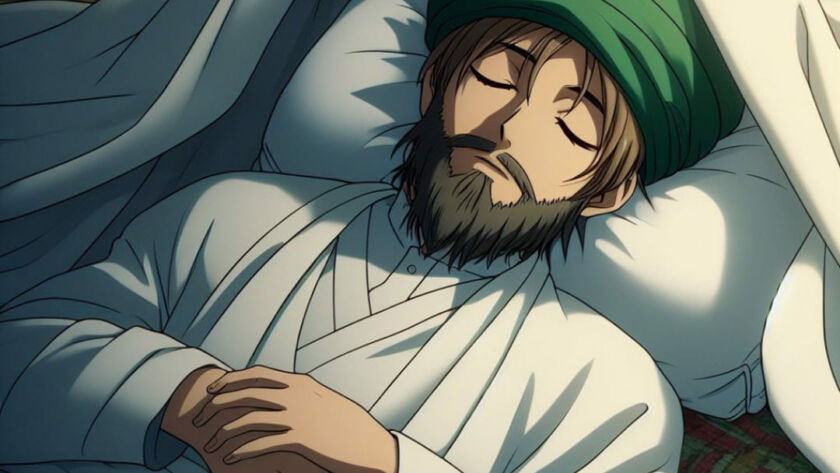 A sufi sleeping with his head covered