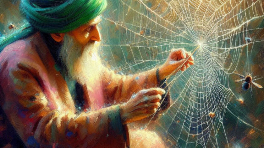 A sufi weaving a spider web