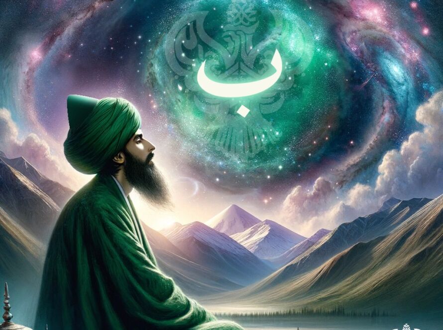 A sufi meditating and a Ba in the sky