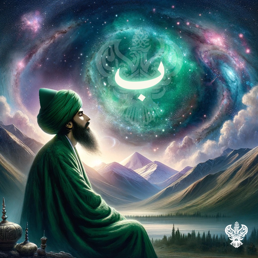 A sufi meditating and a Ba in the sky