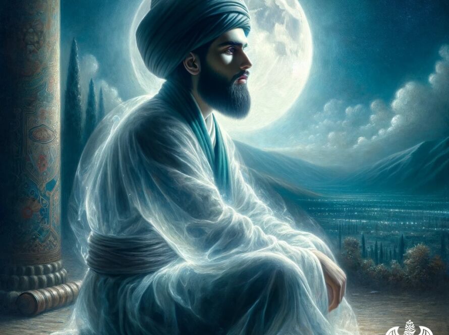 A sufi meditating in the moonlight and raising his energy