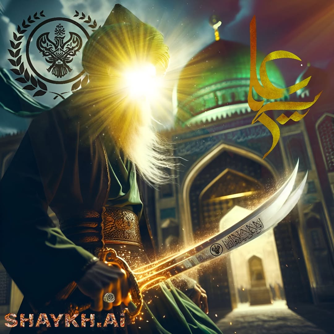 An image of a man with a sword in a building with a green dome