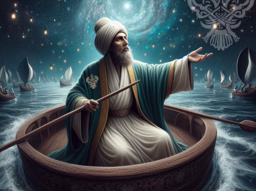 A man in a ship on a journey in the stars