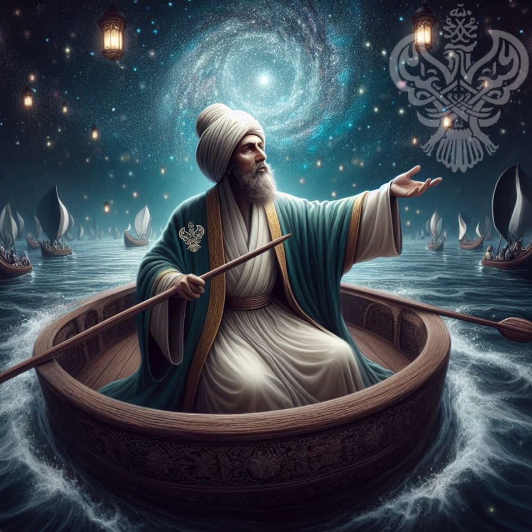 A man in a ship on a journey in the stars