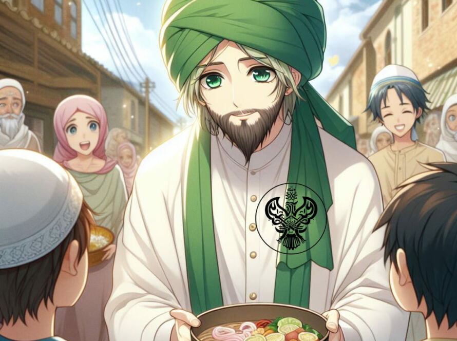 A sufi serving a bowl of food