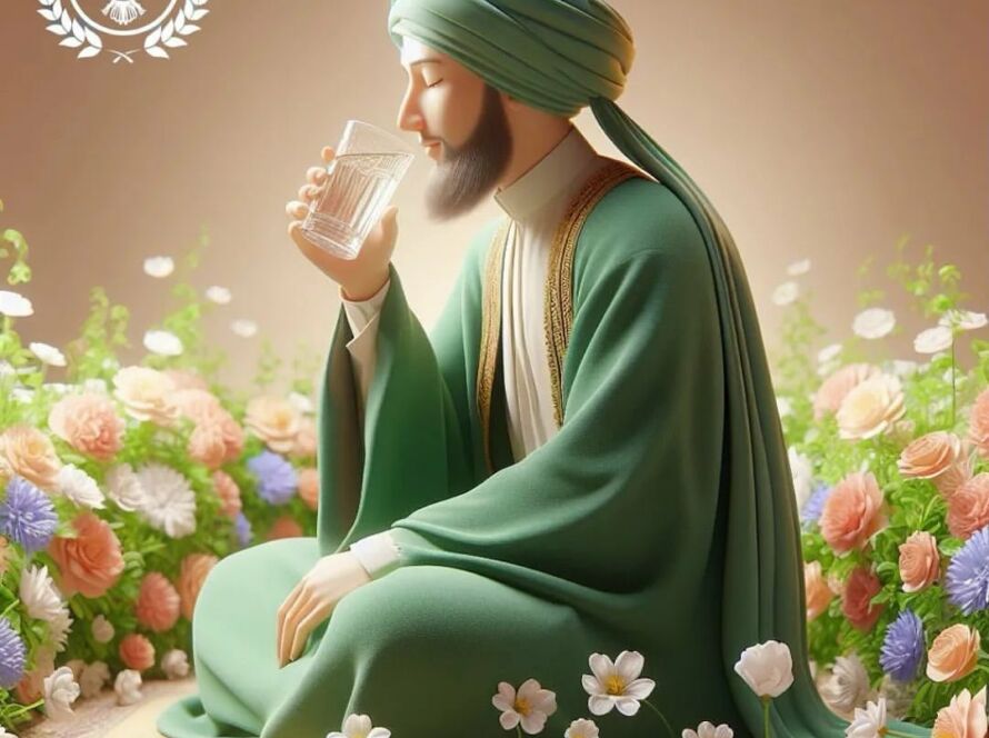 A sufi sitting and drinking water