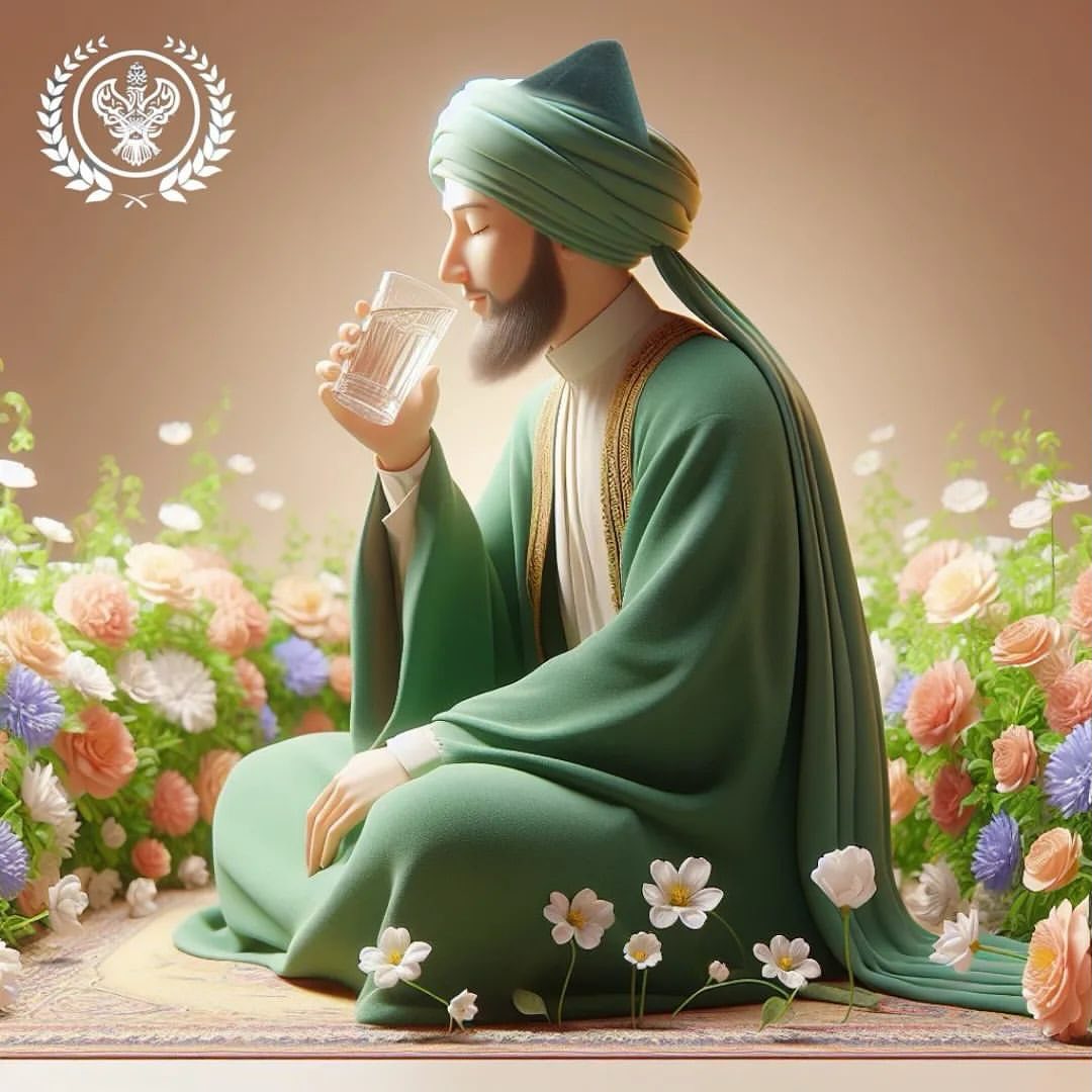 A sufi sitting and drinking water