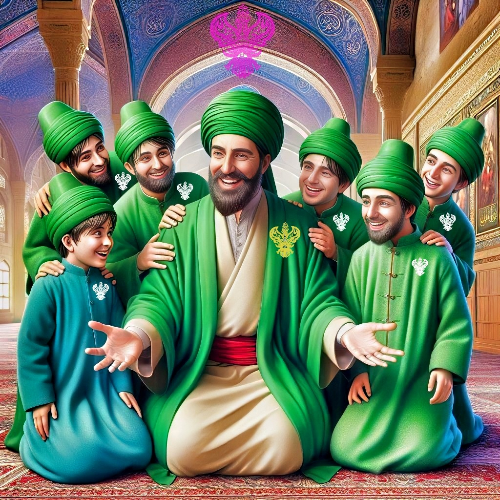 An Awliya with his students - very happy and smiling