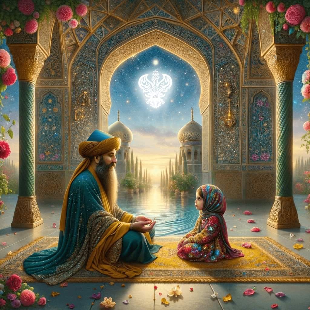 A sufi sitting with a small child