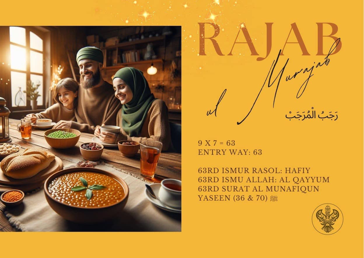 A family eating lentils at Rajab
