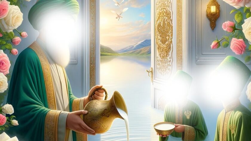 A few sufi in a paradise and milk river