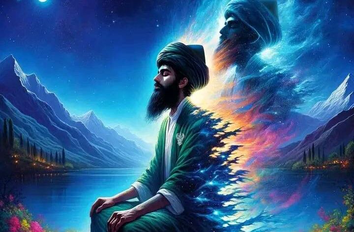 A sufi meditating outside at night making connection