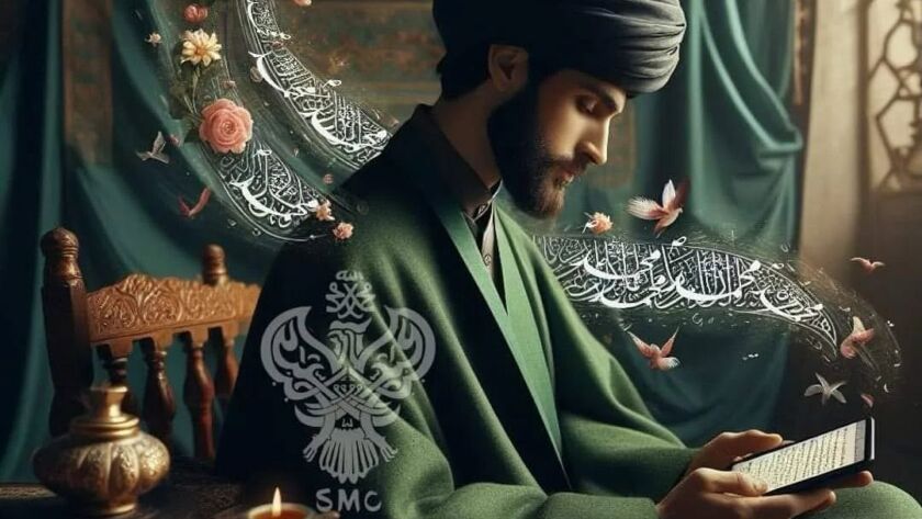 A sufi playing salawats on mobile continuously