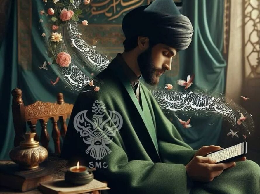 A sufi playing salawats on mobile continuously