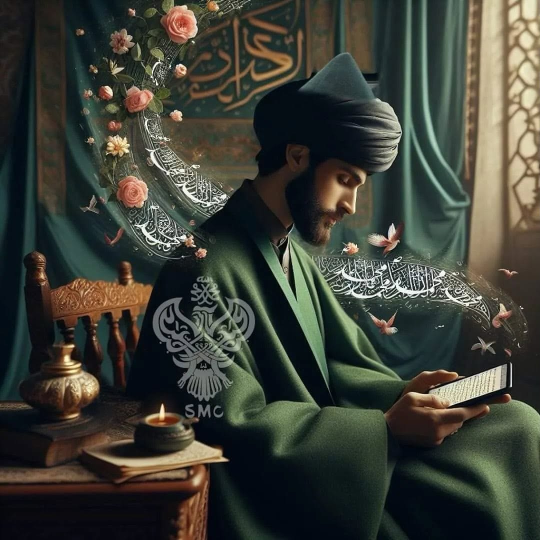 A sufi playing salawats on mobile continuously